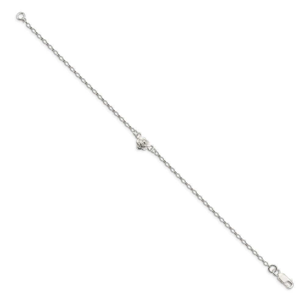 Sterling Silver Flower Charm Anklet 9 inches