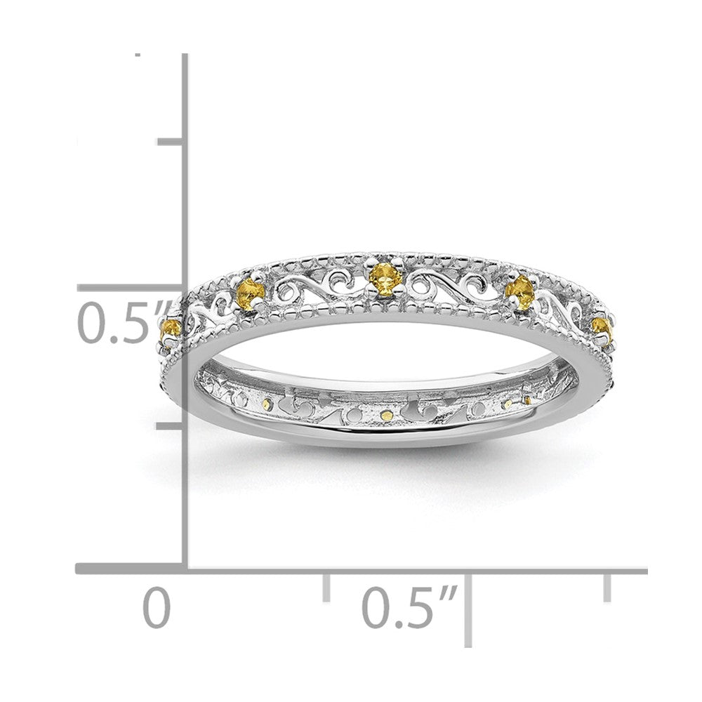 Sterling Silver Stackable Expressions Citrine Ring Size -9