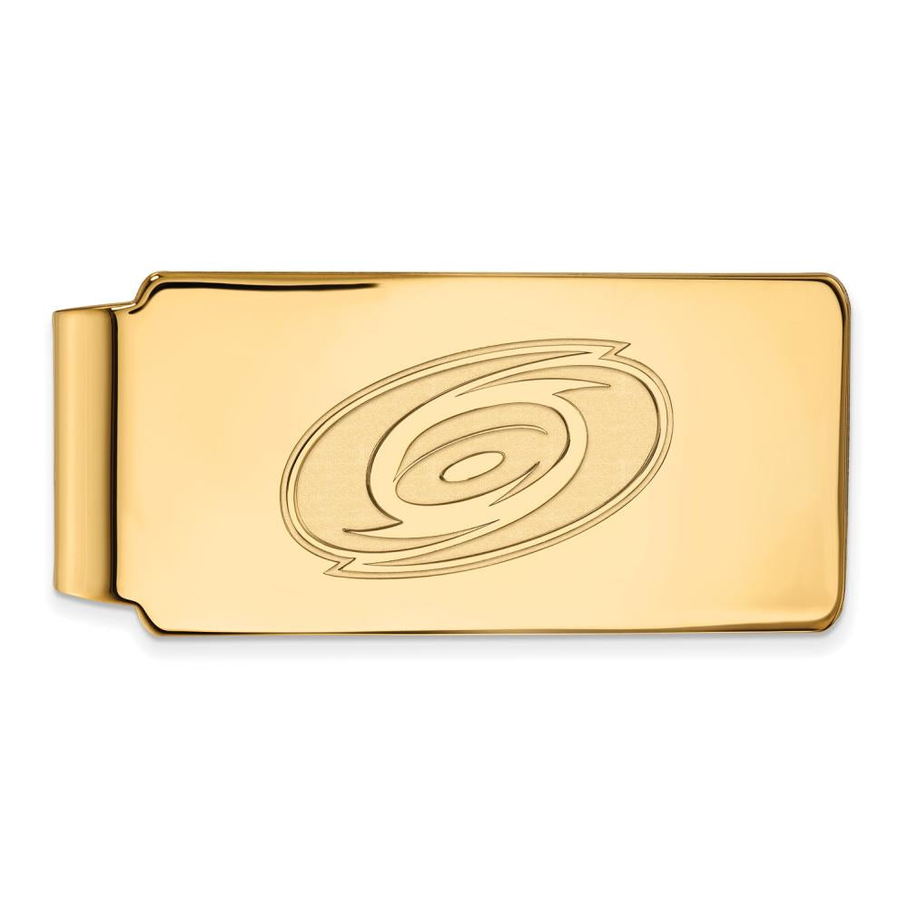 Sterling Silver Gold-plated NHL LogoArt Carolina Hurricanes Money Clip Q-GP005HUR