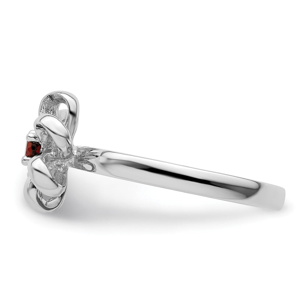 Sterling Silver Stackable Expressions Polished Garnet Flower Ring Size -7