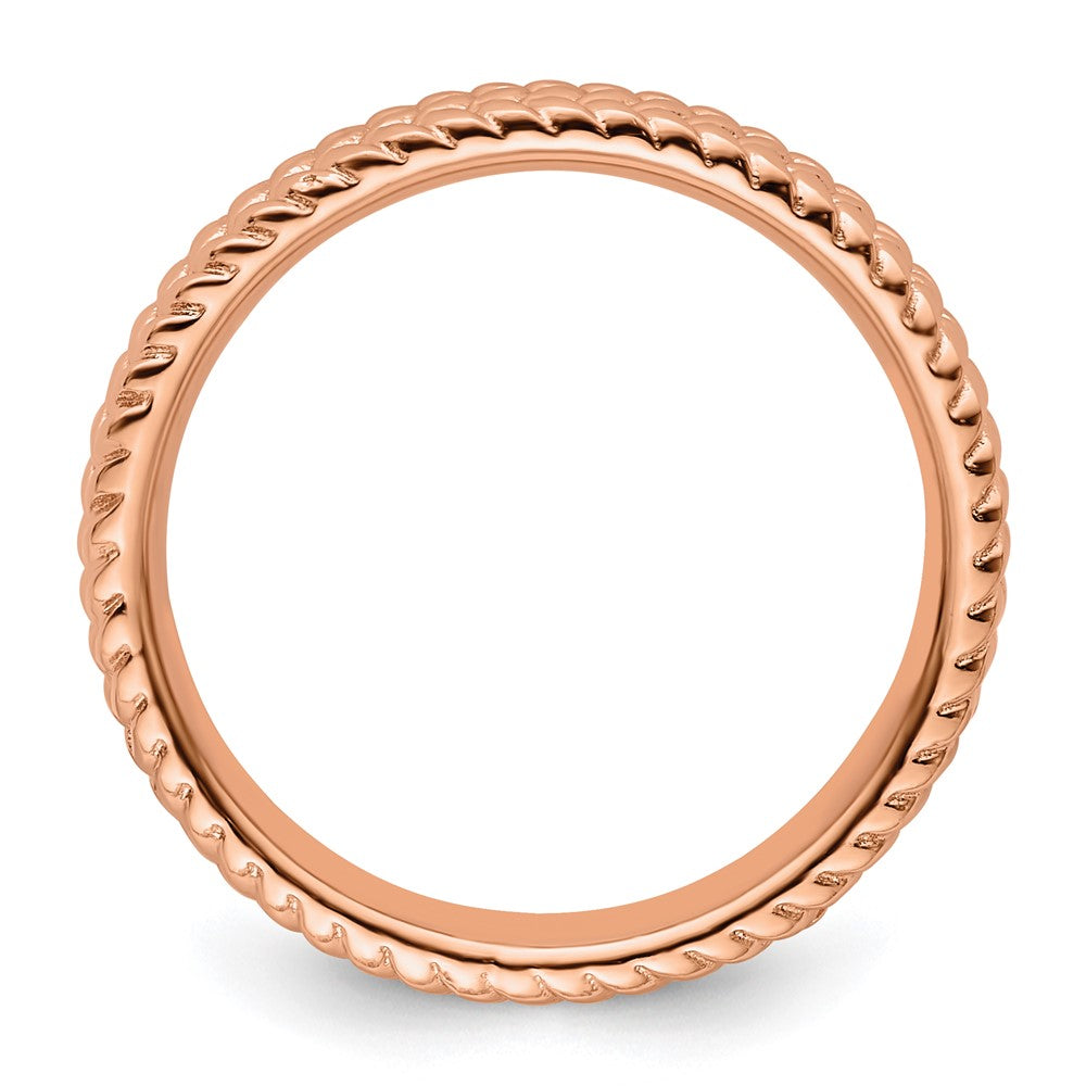 Sterling Silver Stackable Expressions Pink-plated Ring Size -10