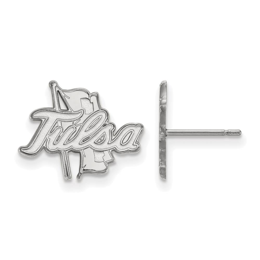 Sterling Silver Rhodium-plated LogoArt University of Tulsa Small Post Earrings Q-SS004UTL