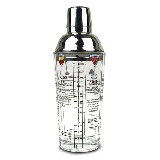 16 ounce Wine Recipes Printed Glass Cocktail Shaker QGM22651