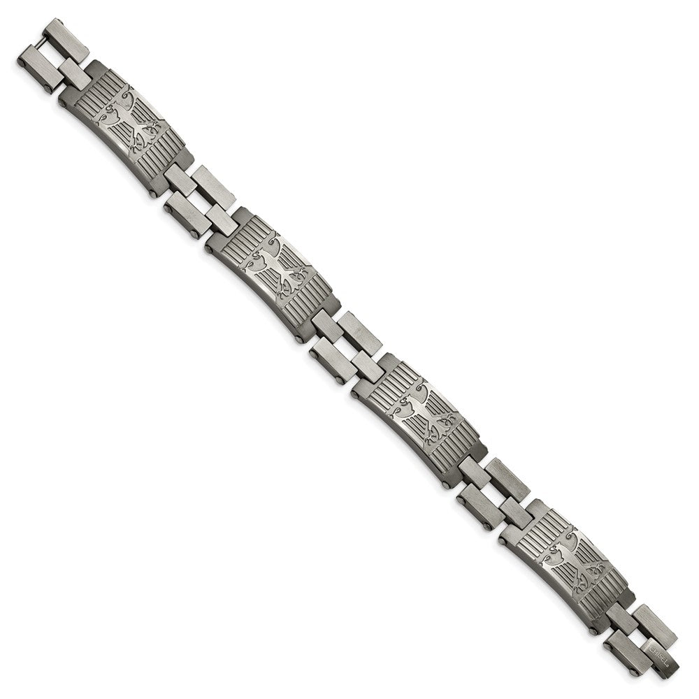 Stainless Steel Antiqued Brushed and Polished 8.5in Bracelet 8.5 inches