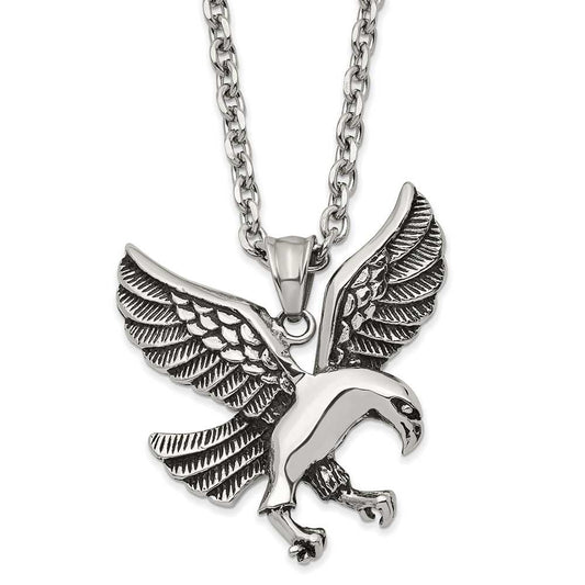 Stainless Steel Antiqued and Polished Eagle 24" N