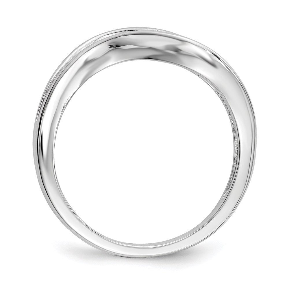 Sterling Silver Rhodium-plated Wavy CZ Ring