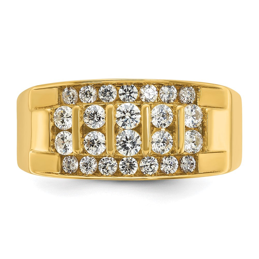 IBGoodman 14k 1 1/8 carat Lab Grown Diamond VS/SI+ G+ Complete Four Row Men's Ring