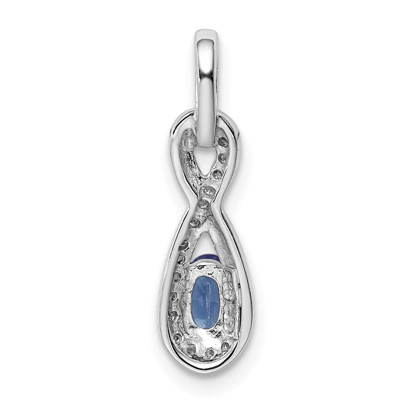 Sterling Silver Rhodium-plated Tanzanite & Diamond Pendant