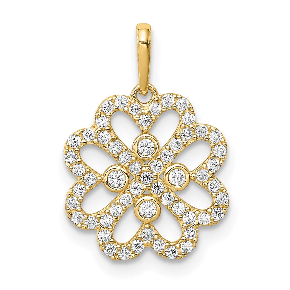 14K CZ Clover Pendant