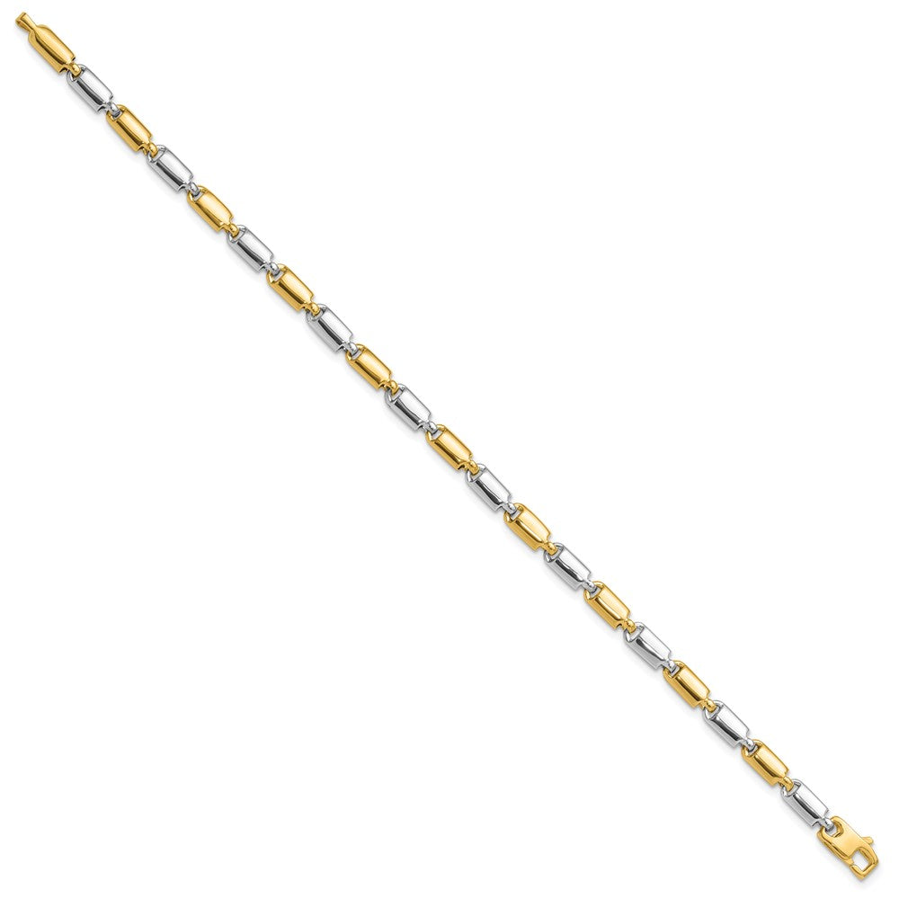 14k Two-tone Polished Fancy Rectangular Link Bracelet 7.5  inches