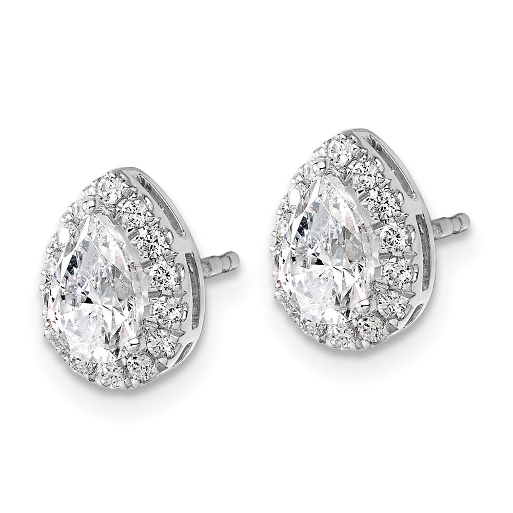 14K White Gold 1/4 Carat Lab Grown Diamond VS/SI+ G+ Semi-Mount Pear Halo Earrings