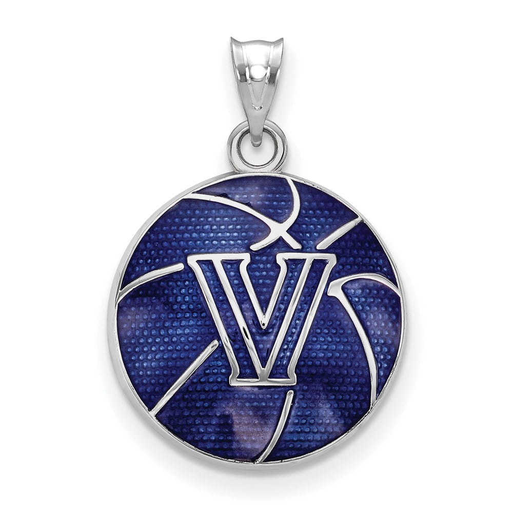 Sterling Silver Villanova University Enameled Basketball Pendant
