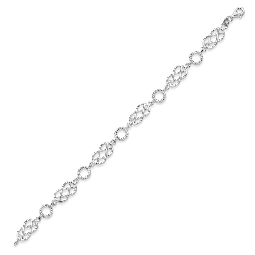 Sterling Silver Pretzel Circle Bracelet 7.25 inches