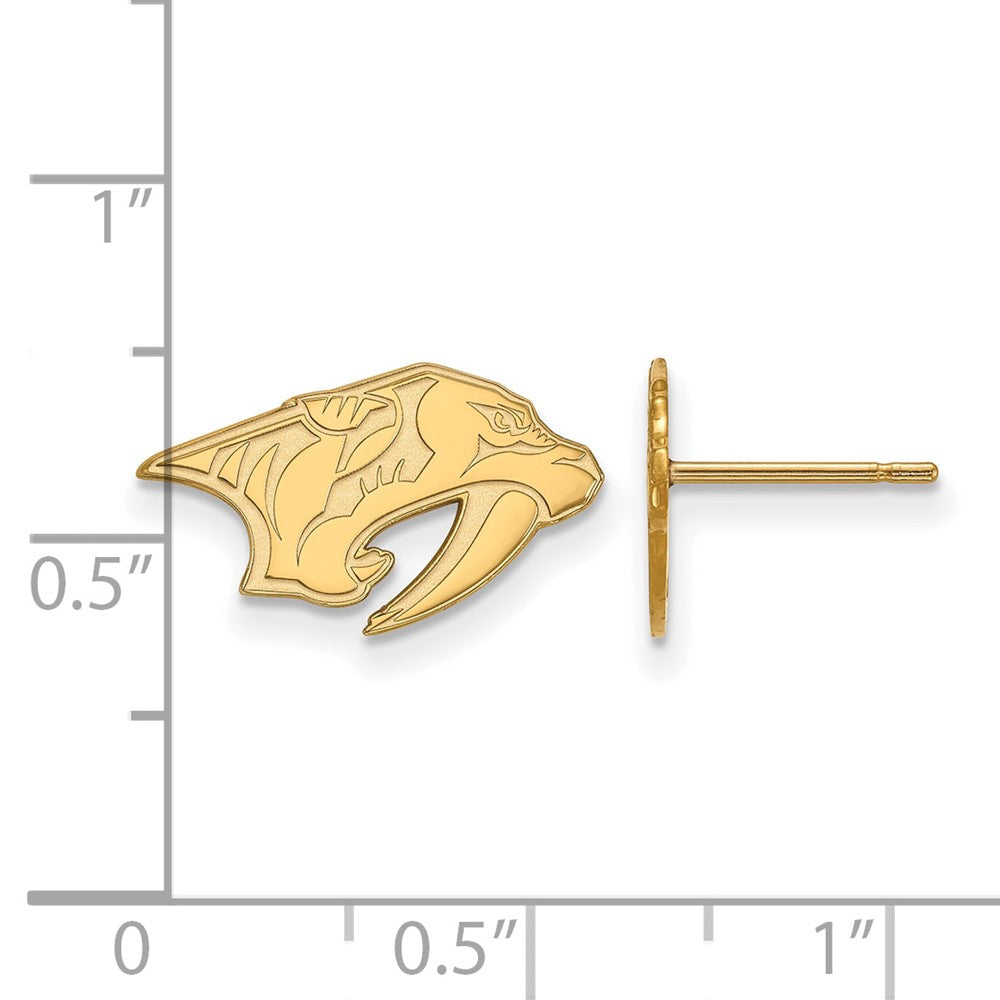 Sterling Silver Gold-plated NHL LogoArt Nashville Predators Extra Small Post Earrings