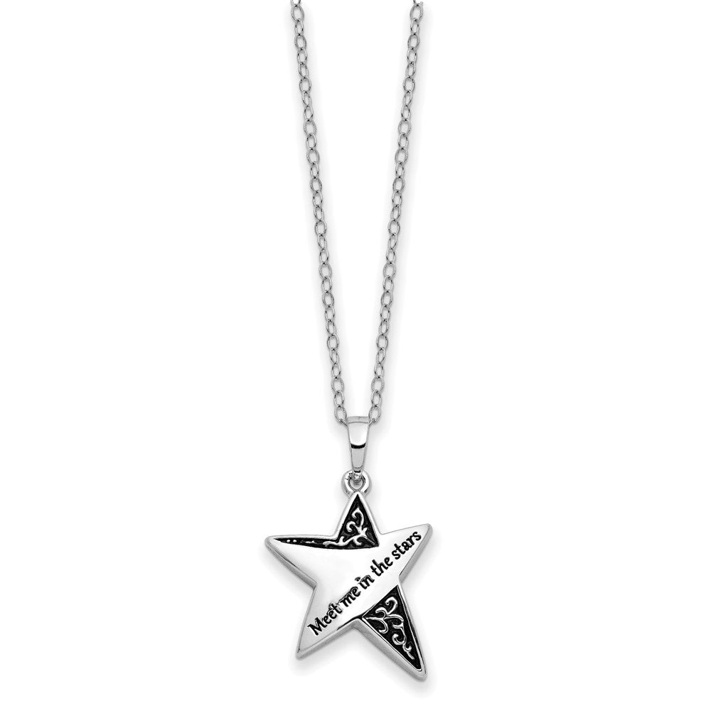 Sentimental Expressions Sterling Silver Rhodium-plated Antiqued Meet Me In The Stars 18 Inch Ash Holder Necklace 18 Inches