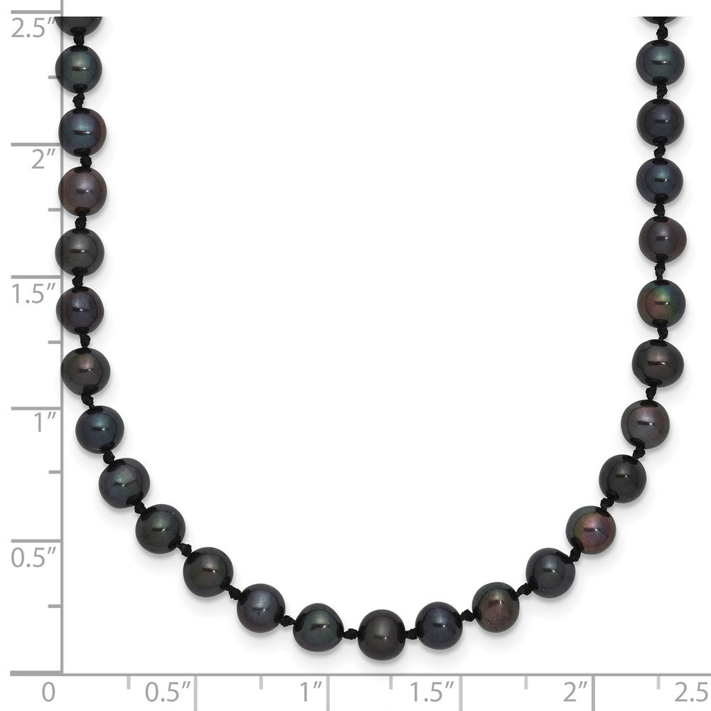 Sterling Silver Rhodium-plated 4-5mm Black Near-Round Freshwater Cultured Pearl 18 inch Necklace 18 Inches