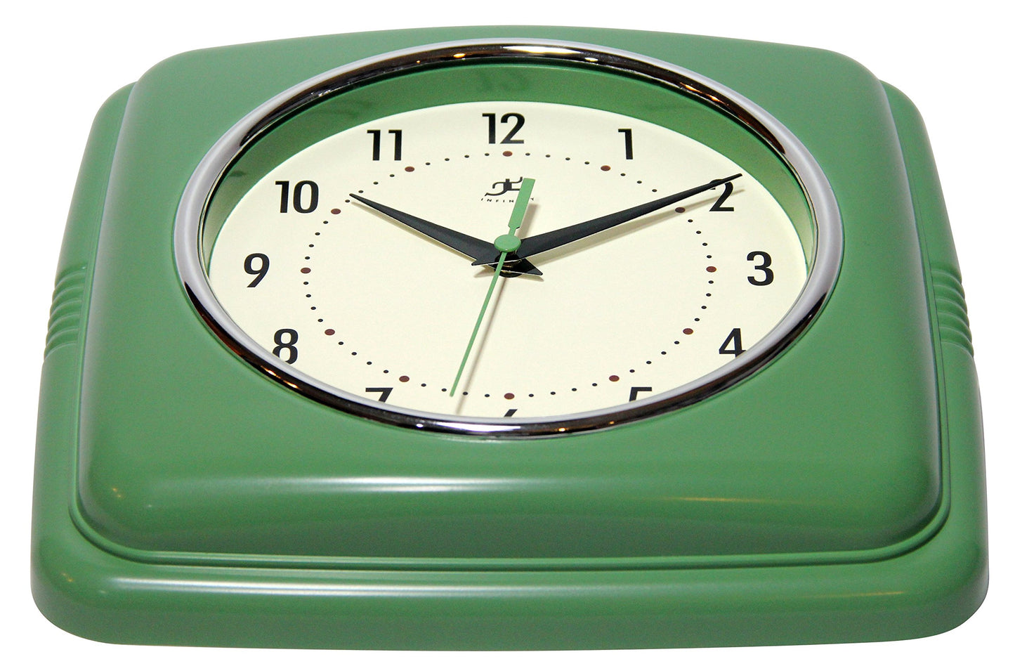 Infinity Instruments 9.25 " Green Retro Square Plastic Analog Wall Clock
