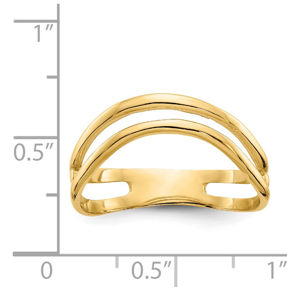 14K Gold Polished Double Wave Fashion Thumb Ring Size 9