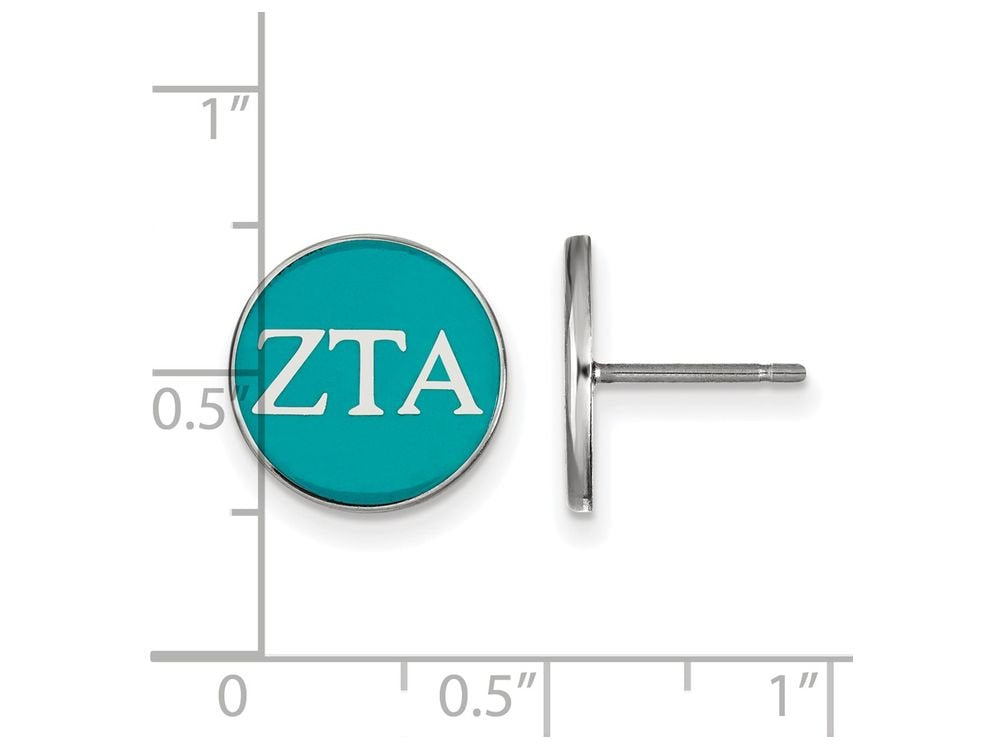 Sterling Silver Official Licensed Greek Sororities Zeta Tau Alpha (ZTA) Enameled Post Earrings