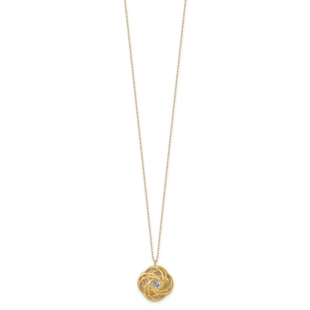 14K Two-tone Polished D/C Love Knot Necklace