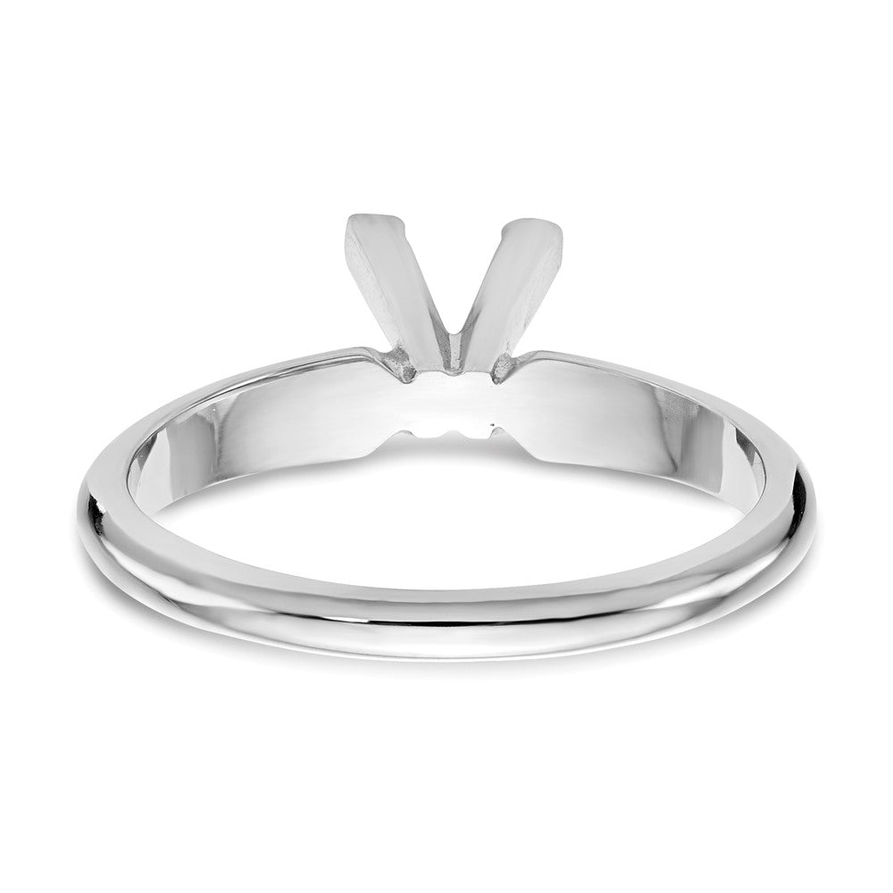 14k White Gold 7mm Medium-Weight Half-Round V-End Princess Solitaire Ring Mounting