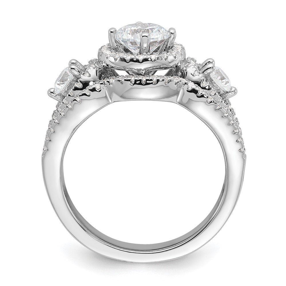 Brilliant Embers Sterling Silver Rhodium-plated 93 Stone Micro Pav‚ CZ 2-piece Wedding Set