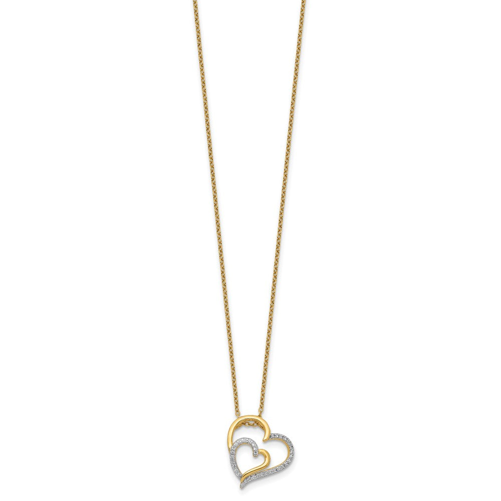 Cheryl M Sterling Silver Gold-plated Brilliant-cut CZ Fancy Double Heart 18 Inch Necklace 18 Inches