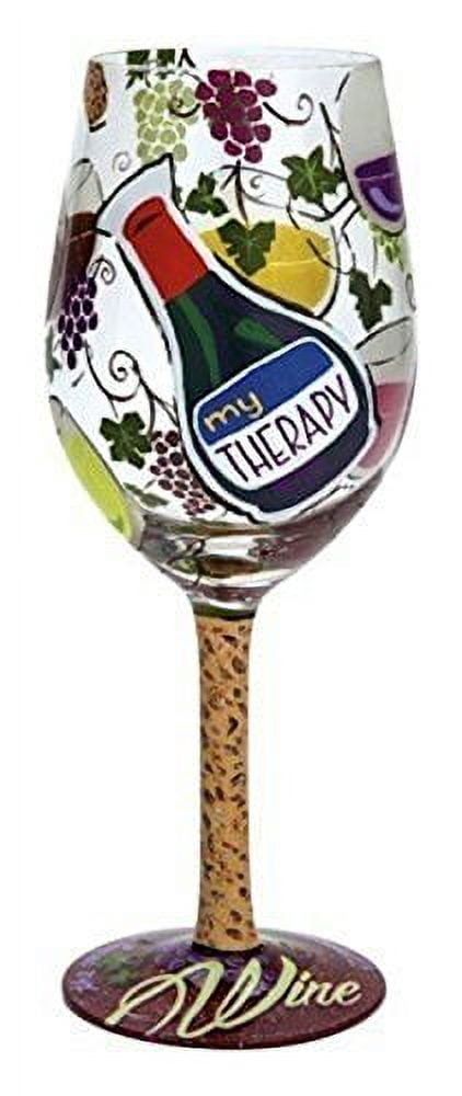 Enesco Wine Glass, My Therapy, 9"