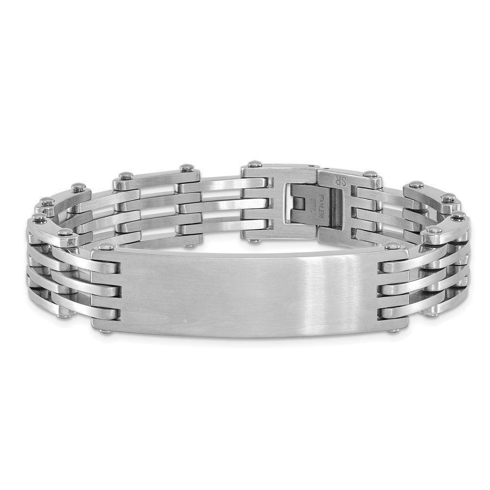 Stainless Steel Men's Polished & Satin Link ID Bracelet