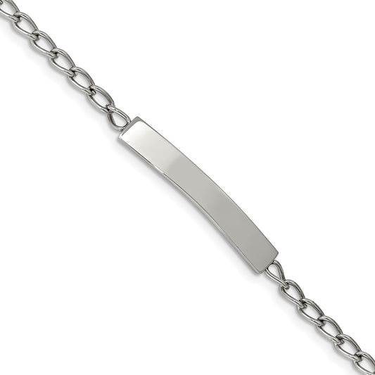 Stainless Steel Polished Curb Chain 8.5in ID Bracelet 8.5 inches