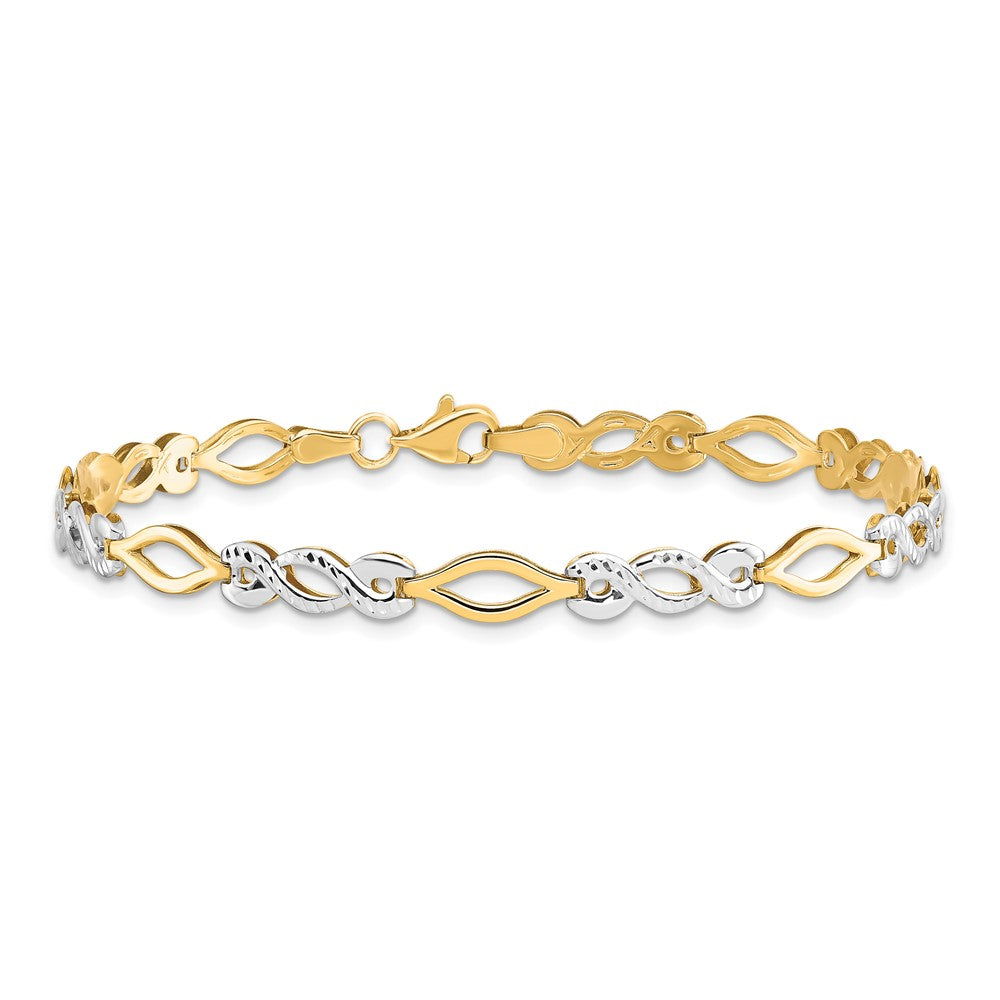 10K Two-tone Polished D/C Bracelet 7.5  inches