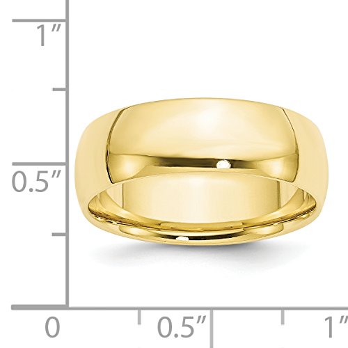 10k Yellow Gold 7mm Lightweight Comfort Fit Wedding Band Size 11.5