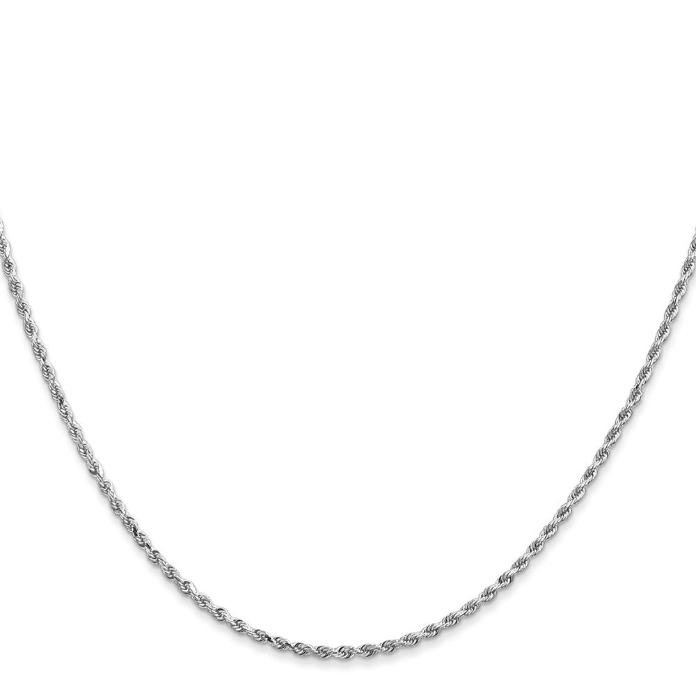 14K White Gold 16 inch 1.5mm Diamond-cut Rope with Lobster Clasp Chain