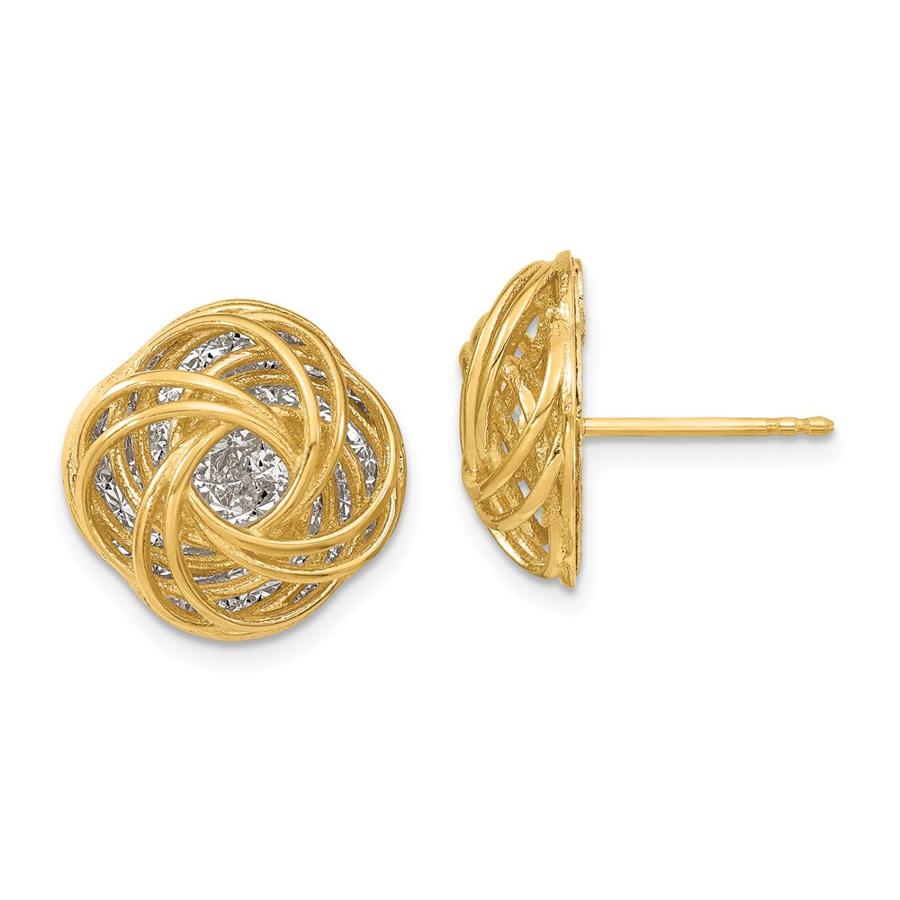 14K Two-tone Polished D/C Love Knot Earrings