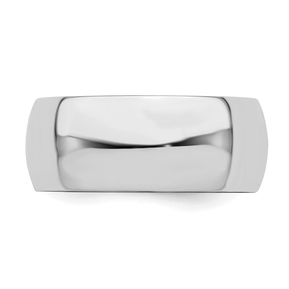 Sterling Silver Rhodium-plated 8mm Half-Round Band