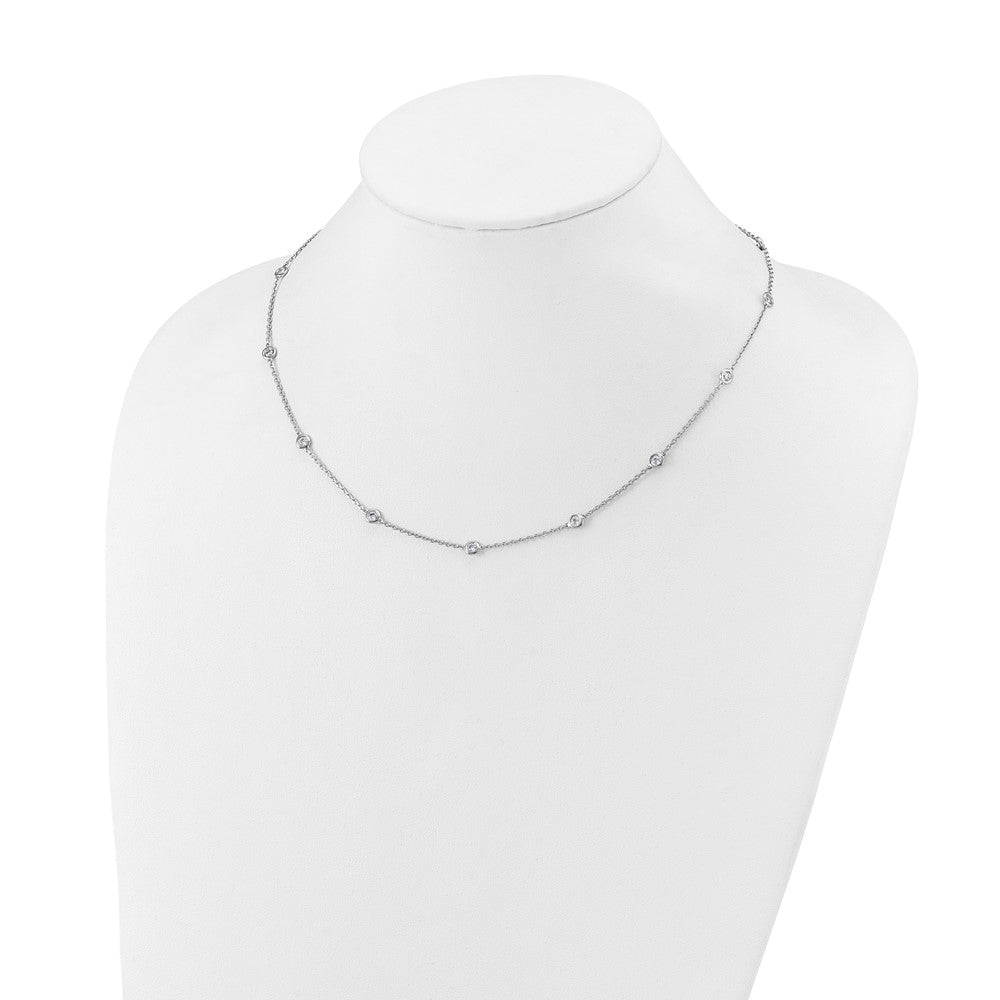 Sterling Shimmer Sterling Silver Rhodium-plated 3mm CZ 12 Stone 12 Station 16 inch with 2 inch Extension Necklace 16 Inches