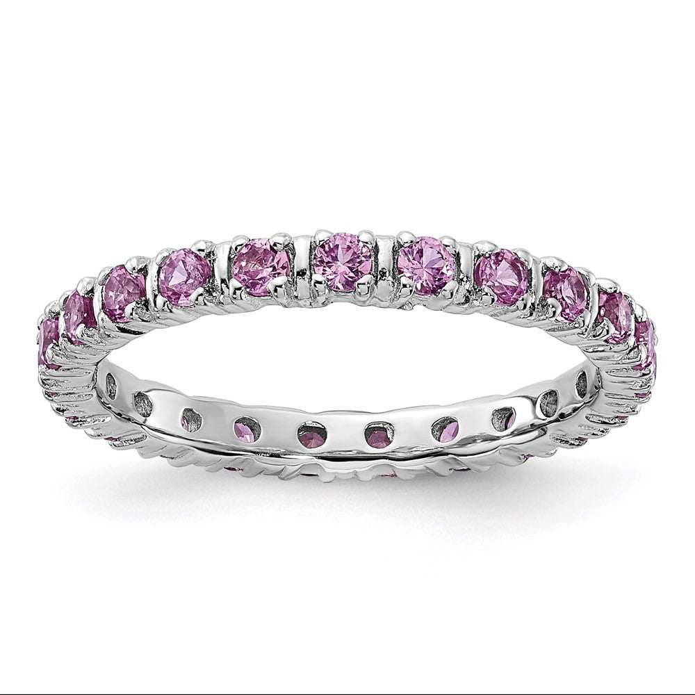 Sterling Silver Stackable Expressions Created Pink Sapphire Ring