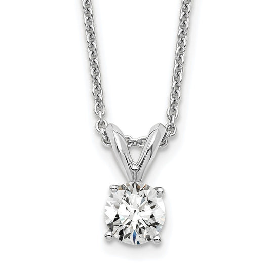 14k White Gold 1/3 carat Lab Grown Diamond VS+ F+ Round Complete Four Prong 18 inch Solitaire Pendant Necklace