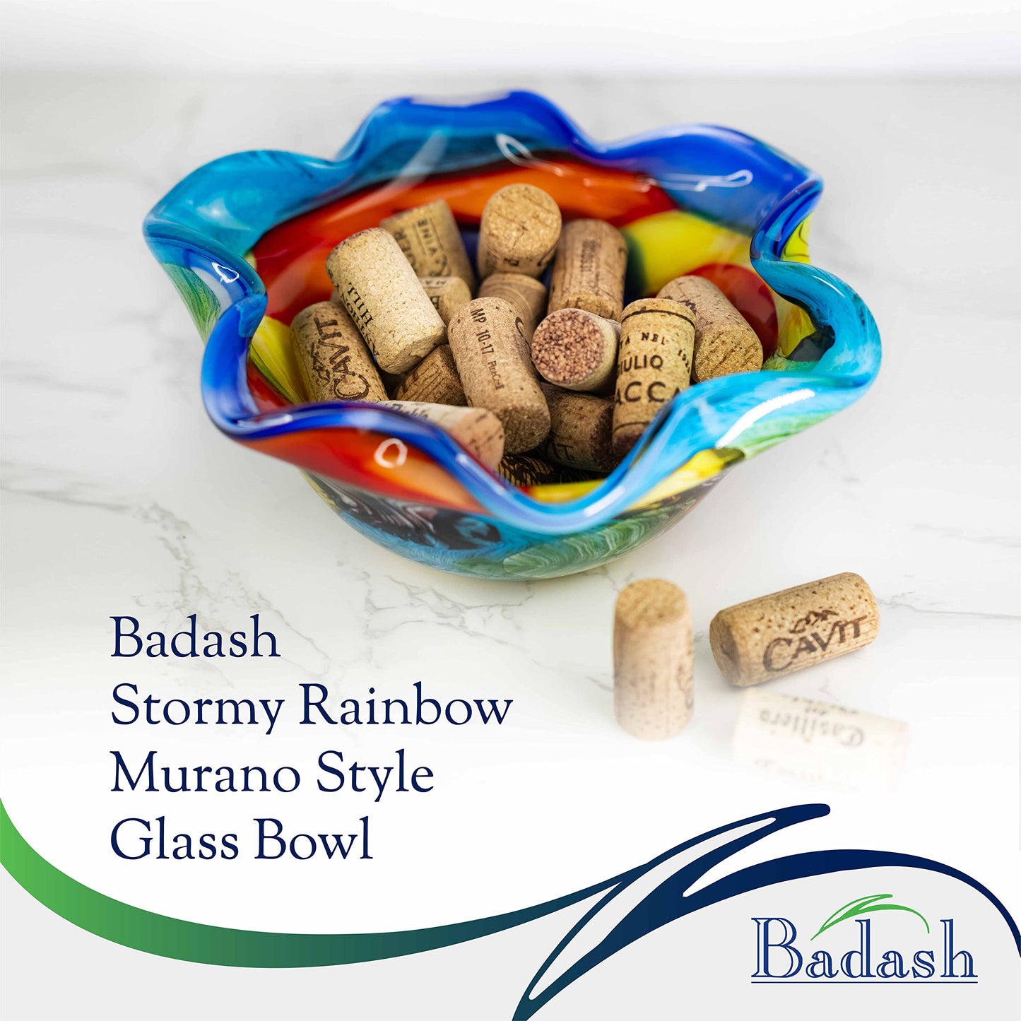 Badash Stormy Rainbow Wavy Glass Bowl (J521)