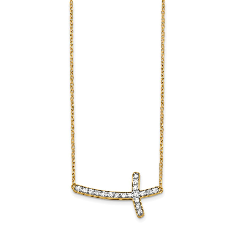 14k 1/5 carat Lab Grown Diamond VS/SI+ G+ 18 inch Sideways Cross Necklace