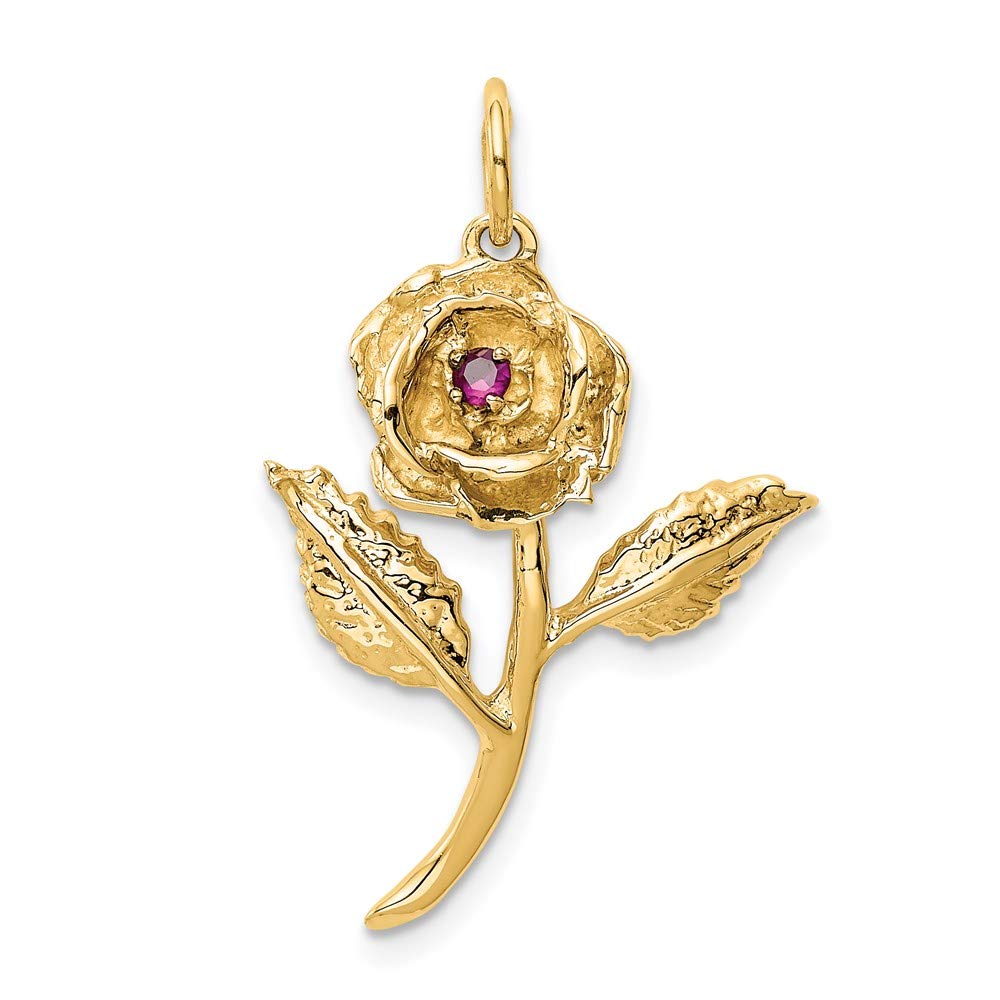 14k CZ Rose Charm Yellow Gold