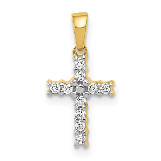 14k 1/10 carat Lab Grown Diamond VS/SI+ G+ Latin Cross Pendant