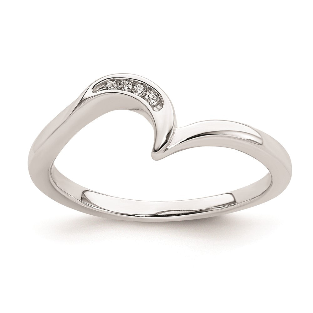 10k White Gold .02 carat Diamond Contoured Complete Wedding Band