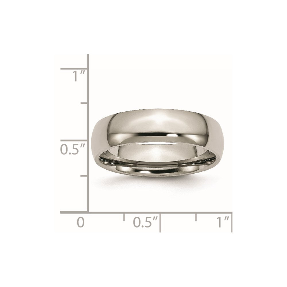 Titanium Polished 6mm Half Round Band Size - 9.5
