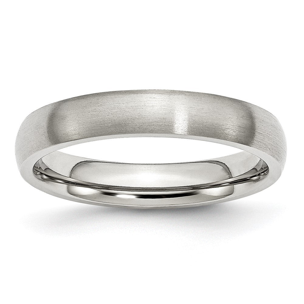 Stainless Steel Brushed 4mm Half Round Band Size - 12