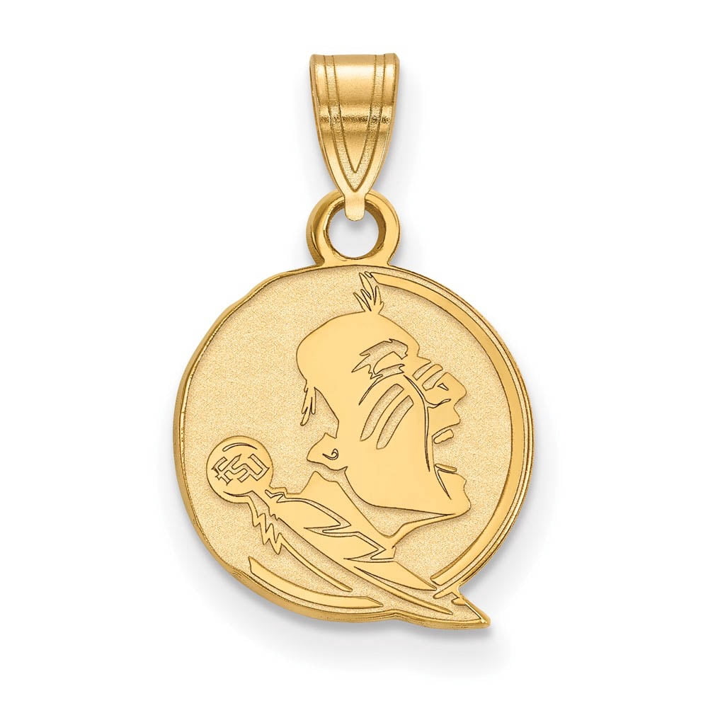 Sterling Silver Gold-plated LogoArt Florida State University Seminole Small Pendant Q-GP044FSU
