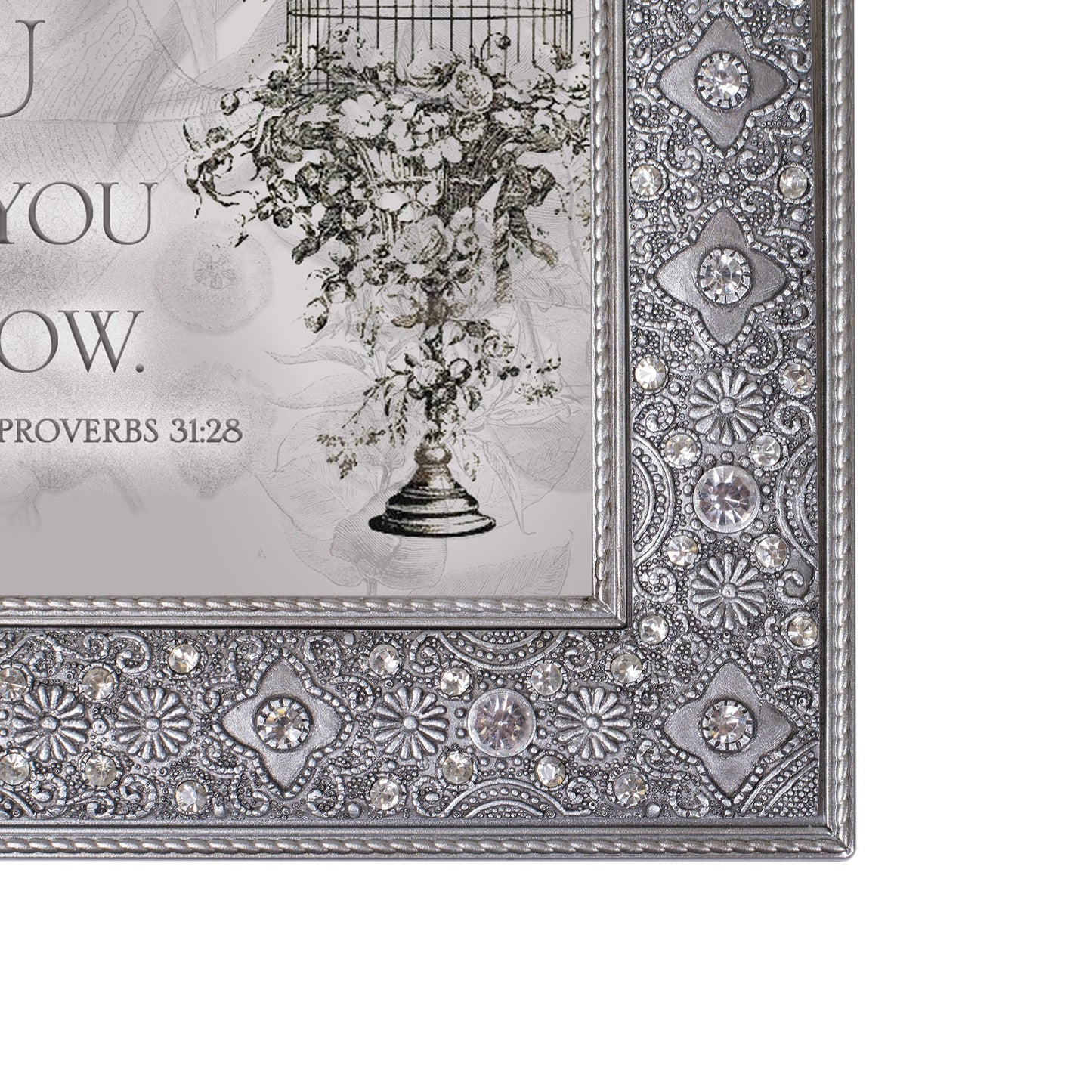 8" Silver Colored and Gray Mother's Love Themed Rectangular Music Box
