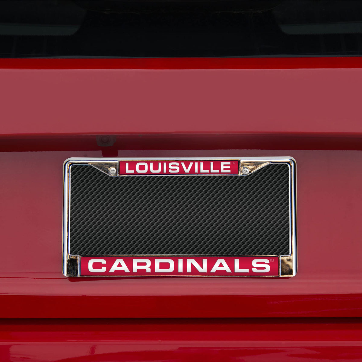 Louisville-Cardinal's Chrome Metal Laser Cut License Plate Frame