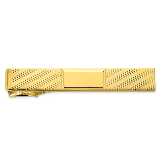 Kelly Waters Gold-plated Lined with Center Square Engravable Tie Bar