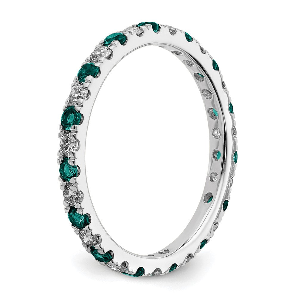 14k White Gold 1/2 carat Lab Grown Diamond VS/SI+ G+ and Lab Created Alexandrite Size 8 Eternity Band